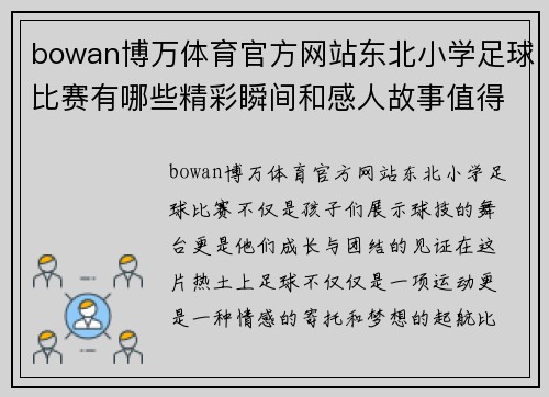 bowan博万体育官方网站东北小学足球比赛有哪些精彩瞬间和感人故事值得关注